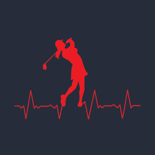 Golf Heartbeat Red T-Shirt