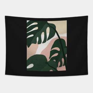 Monstera leaves,Tropical leaves, Green leaves, Leaf, Modern art, Abstract, Minimalistic, Modern Tapestry