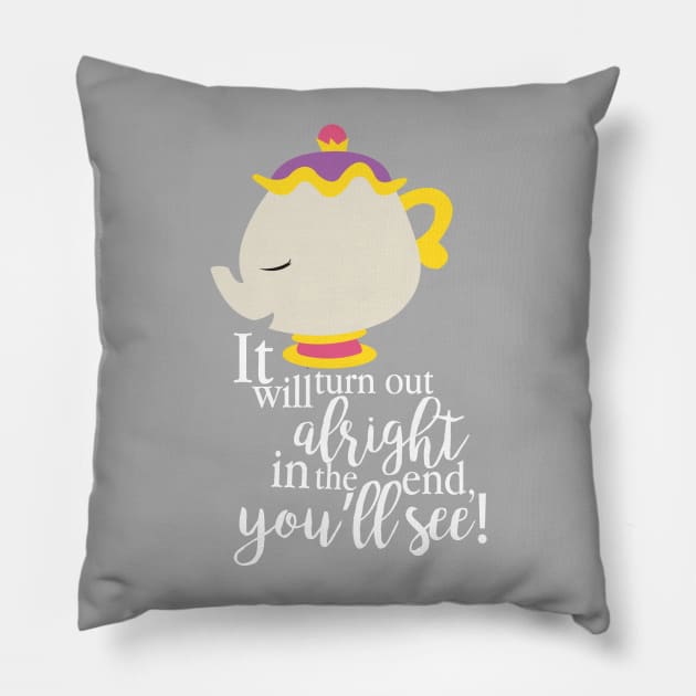 Mrs. Potts Pillow by WereAllMadBoutique