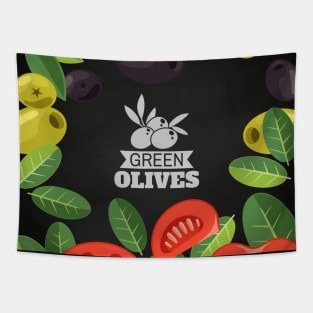 Olives oil blackboard Tapestry