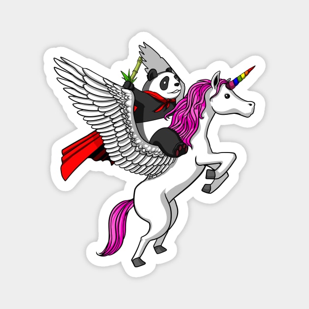 Panda Bear Riding Magical Unicorn Magnet by underheaven