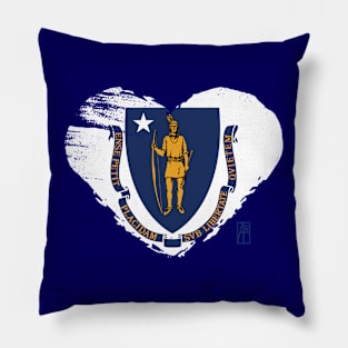 U.S. State - I Love Massachusetts - Massachusetts Flag Pillow