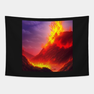 Fiery Landscape Fantasy Tapestry