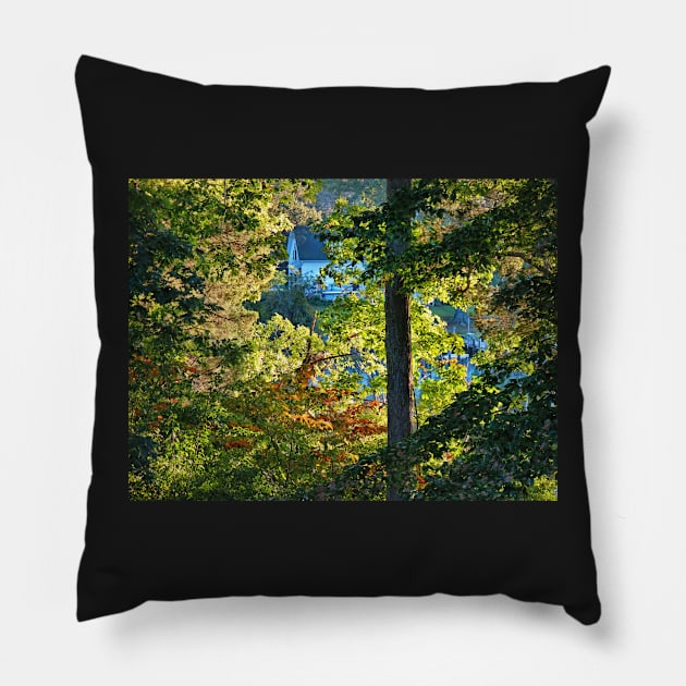 House in the Woods Pillow by EileenMcVey