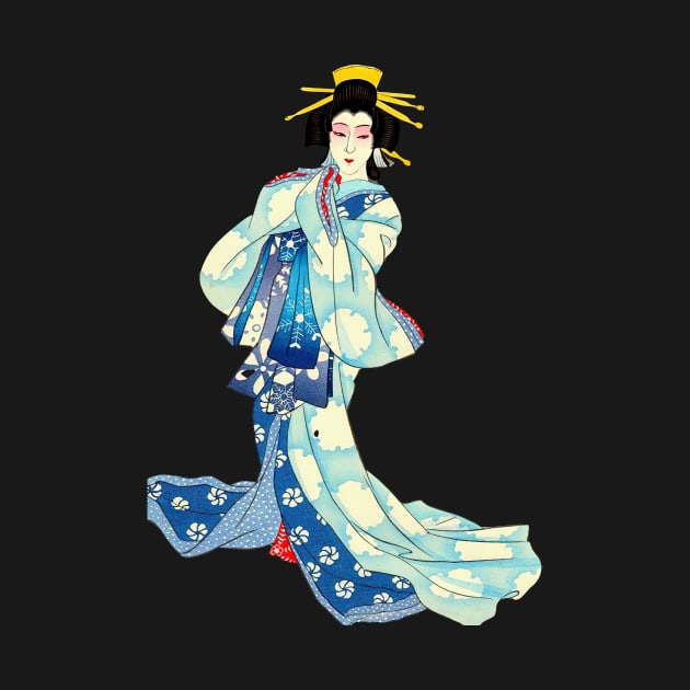 Geisha in Kabuki performance - Ukiyo-e Japanese Woodblock Print by geekmethat