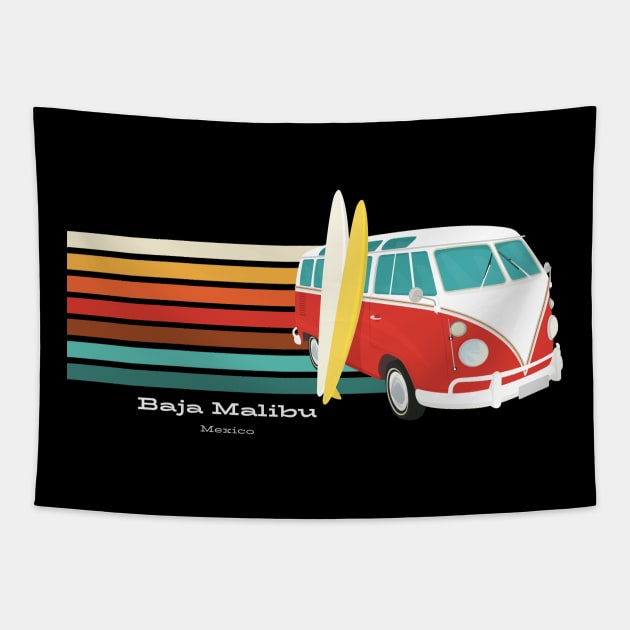 Go to Baja Malibu, Mexico for Surfing T-Shirt Tapestry by Contentarama