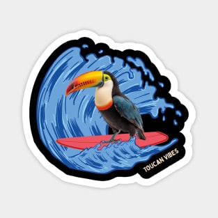 Toucan Vibes Beach Waves Summer Vacation Surfing Toucan Bird Magnet