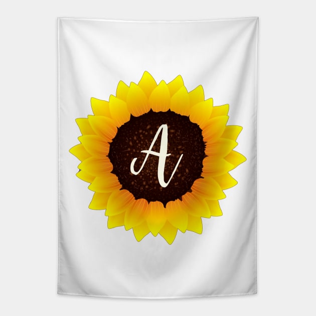 Floral Monogram A Bright Yellow Sunflower Tapestry by floralmonogram