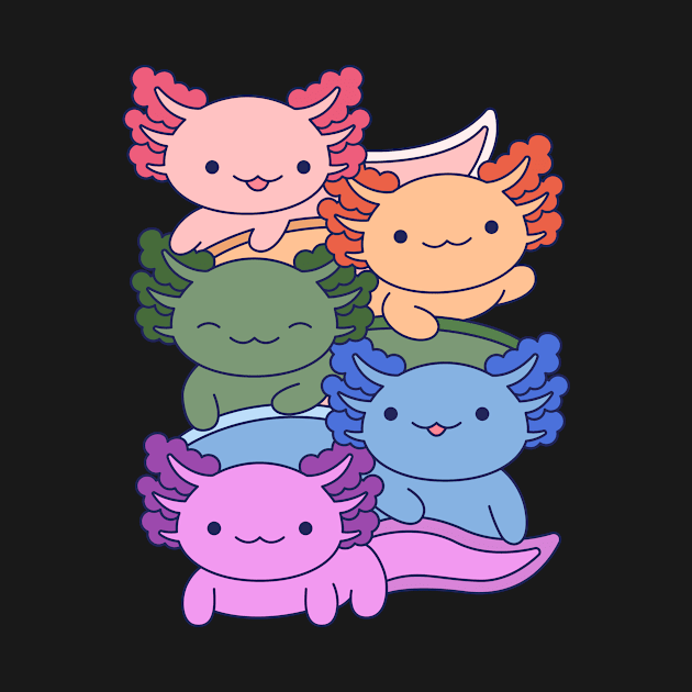 Axolotl Rainbow Group Design for Axolotl Lovers by c1337s