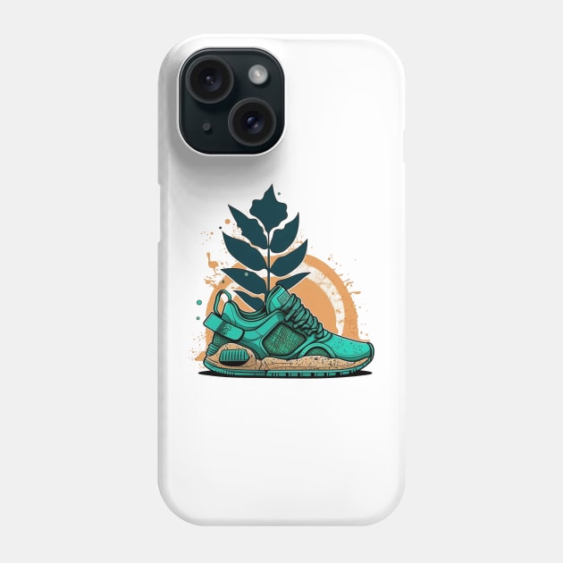 Make a Bold Eco-Friendly Statement with Greenbubble's Cartoon Style Sneaker with Plant Phone Case by Greenbubble