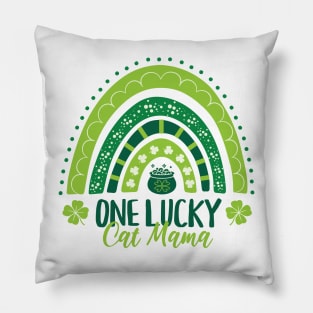 One Lucky Cat Mama St Patricks Day Rainbow Pillow