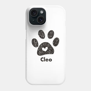 Cleo name made of hand drawn paw prints Phone Case