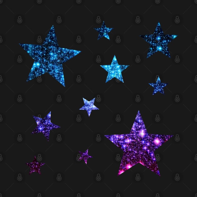 Teal Purple Ombre Faux Glitter Stars by Felicity-K