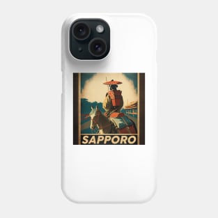 Sapporo Japan Samurai Vintage Travel Art Poster Phone Case