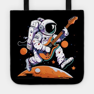 Space Traveller on Distant Planet with Space Guitar Tote