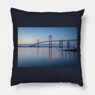 Newport Bridge at Morning Blue Twilight Pillow