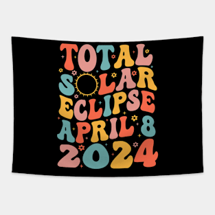 Total Solar Eclipse April 8 2024 Retro Groovy Women Kids Men Tapestry