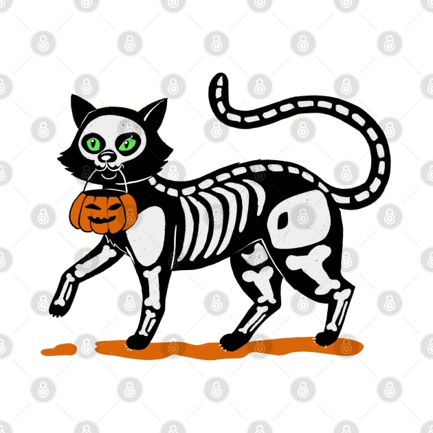 black cat in skeleton costume trick and threat by Vikki.Look