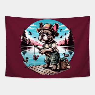 Frenchie Fishin Tapestry