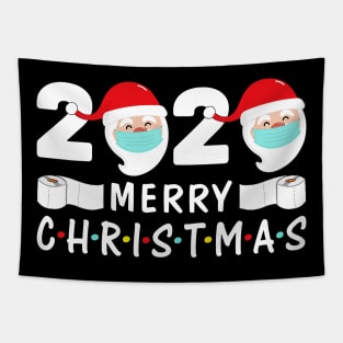 Merry Christmas 2020 Quarantine Christmas Santa Face Mask Tapestry