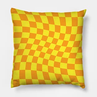 Twisted Checkered Square Pattern - Yellow & Orange Pillow