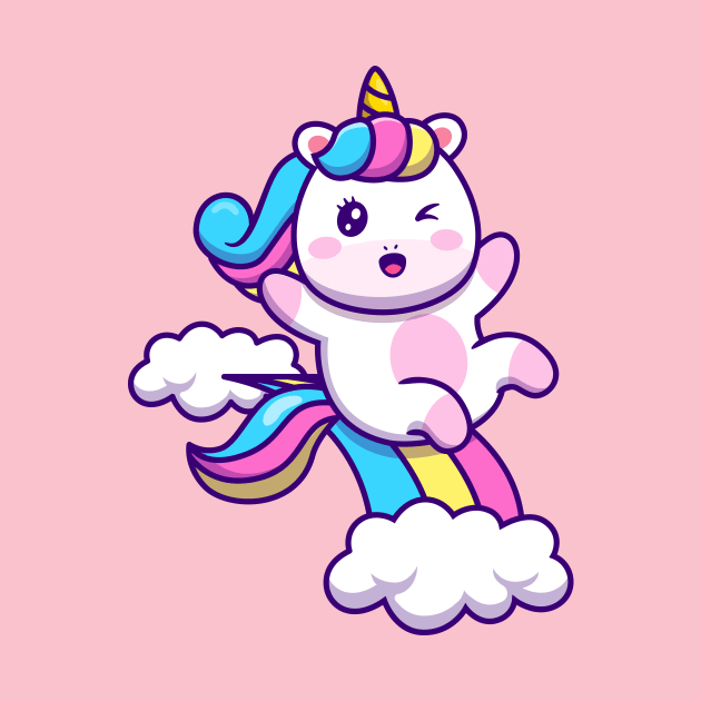 Cute Unicorn - Rainbow and Clouds by info@dopositive.co.uk