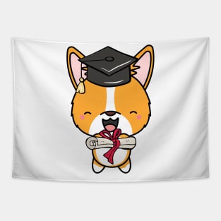 Funny Corgi is graduating Tapestry