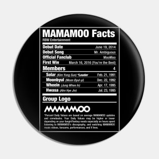 MAMAMOO Nutritional Facts 2 Pin