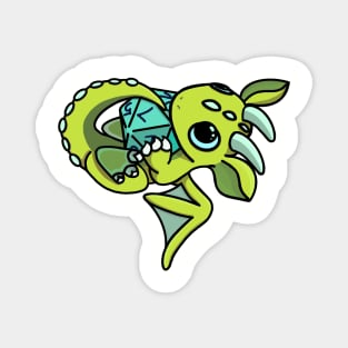 Cute Green and Blue Dice Goblin Dragon Baby Magnet