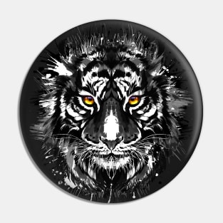 Tiger Face - Black and White Siberian Tiger Head Pin