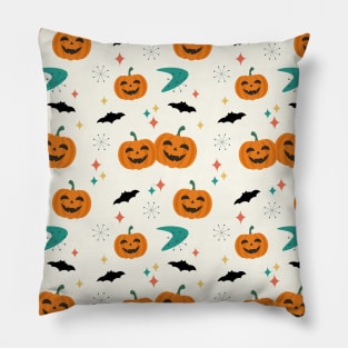 Halloween Mid Century Pumpkins Pattern Pillow