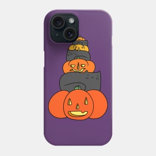 Black Cat and Pumpkin Stack Phone Case