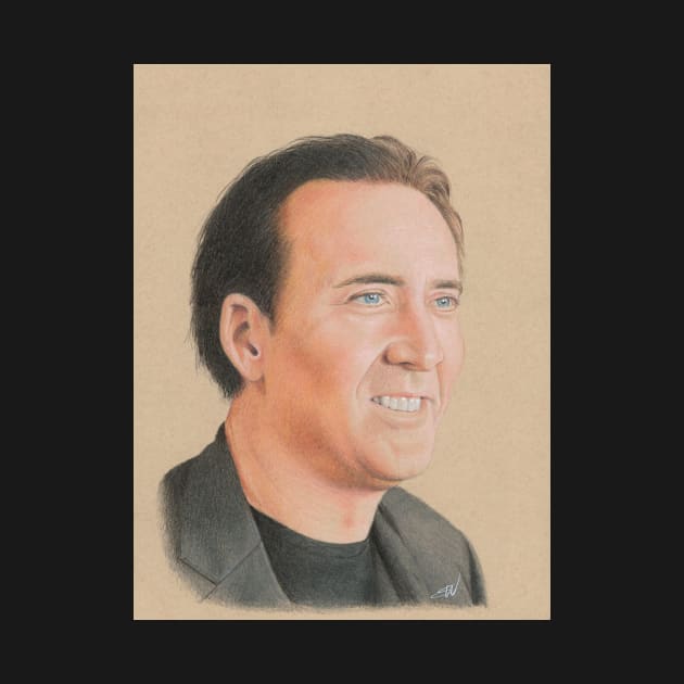 Nicolas Cage Pencil Portrait by Sandra Warmerdam