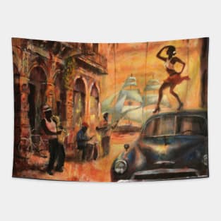 Cuban street dance painting Tapestry