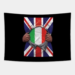 Italy Flag Great Britain Flag Ripped - Gift for Italian From Italy Tapestry