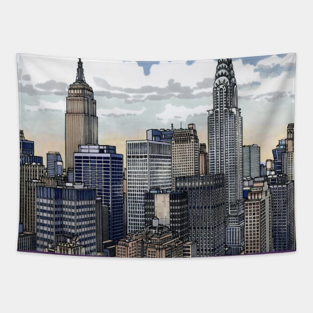 New york clean Tapestry by maxwellillustration