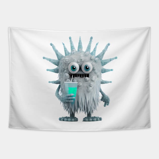 Meet Slurpee: The Cool and Collected Ice Monster Tapestry by PixelProphets