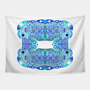 deep blue ancestral mayan astronaut ecopop Tapestry