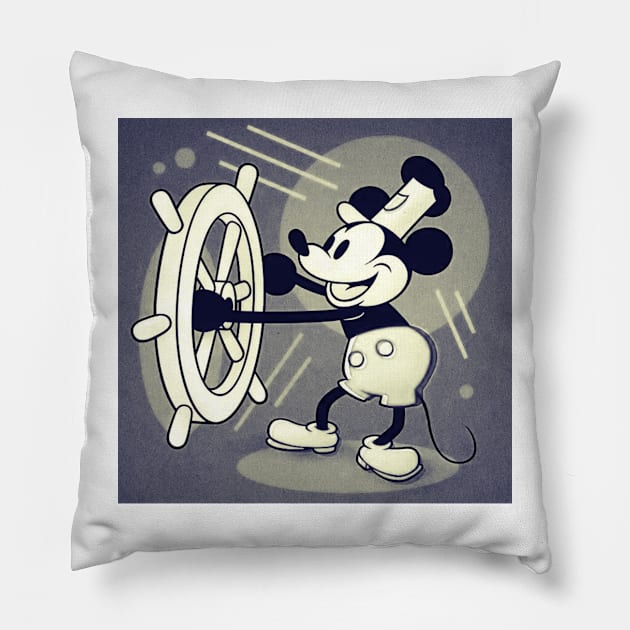 steamboat willie Pillow by DASHTIKOYE