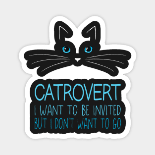 Catrovert Cat Lovers Kitty Face For Introverts Magnet