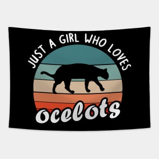 Girl cute ocelot fan saying animal women Tapestry