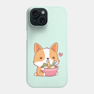 Cute Corgi Dog Eating Japanese Ramen Noodles Phone Case