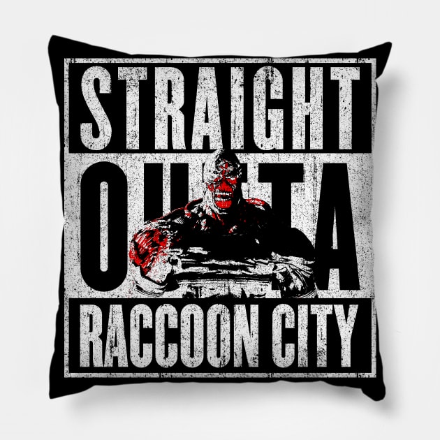 Straight Outta Raccoon City Pillow by huckblade