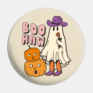 Halloween Boo Haw Ghost Funny Cowboy Cowgirl Pin