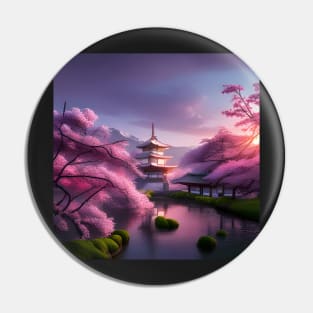 Cherry Blossoms in Japanese Garden Pin