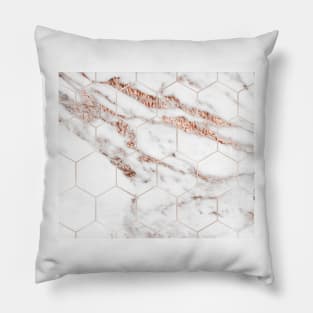 Rose gold hex - rose gold marble Pillow