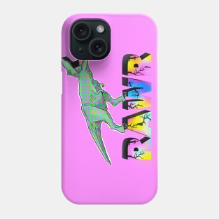 Dinosaur rawr retro (on purple pink) Phone Case