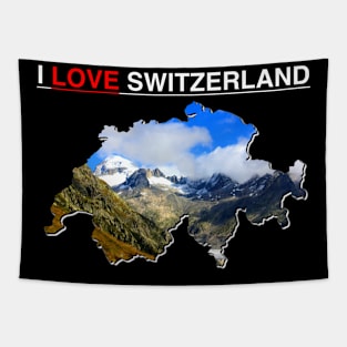 I Love Switzerland Map Mountains Tapestry