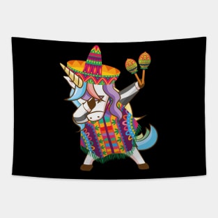 Mexican Dabbing Unicorn Cinco De Mayo Poncho Sombrero Maracas Tapestry