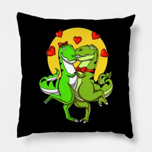 Cute T-Rex Dinosaur Couple Pillow